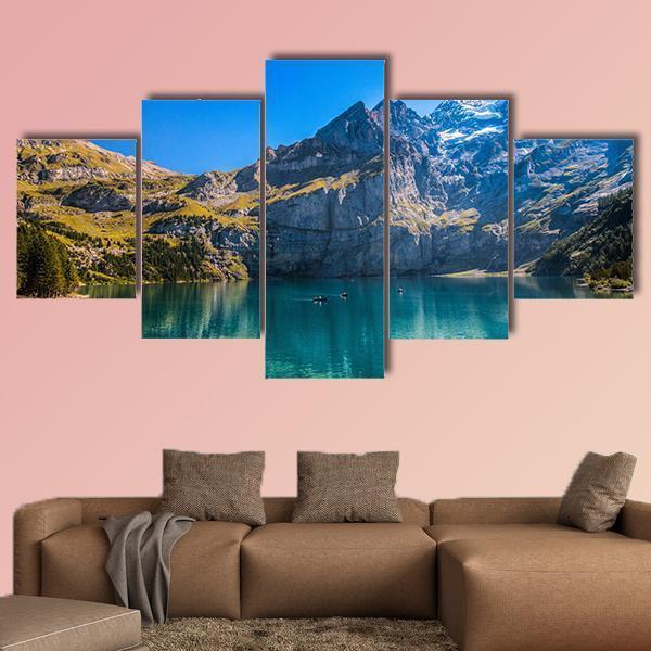 Oeschinen Lake Switzerland Canvas Wall Art-5 Pop-Gallery Wrap-47" x 32"-Tiaracle