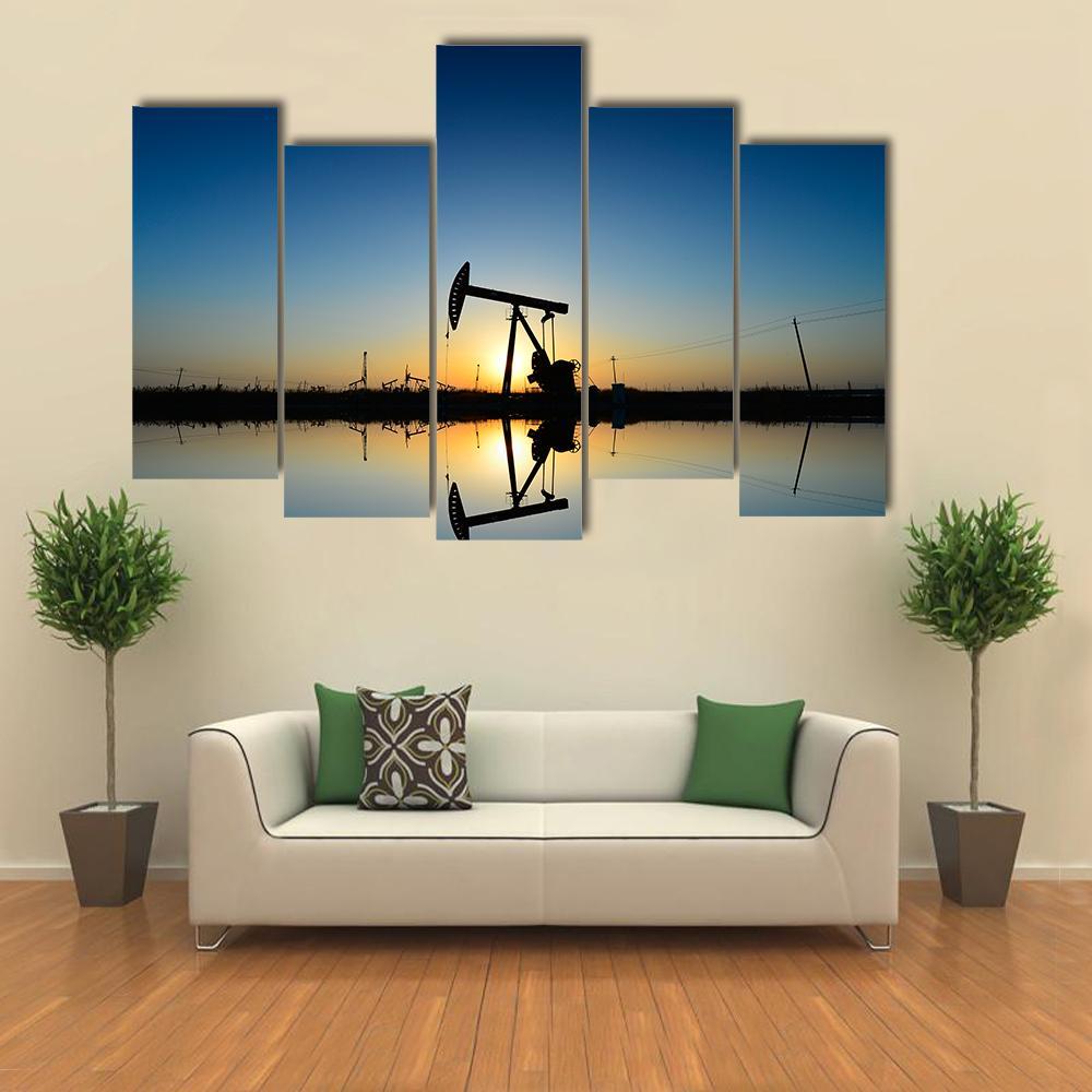 The Oil Pump Canvas Wall Art-5 Pop-Gallery Wrap-47" x 32"-Tiaracle
