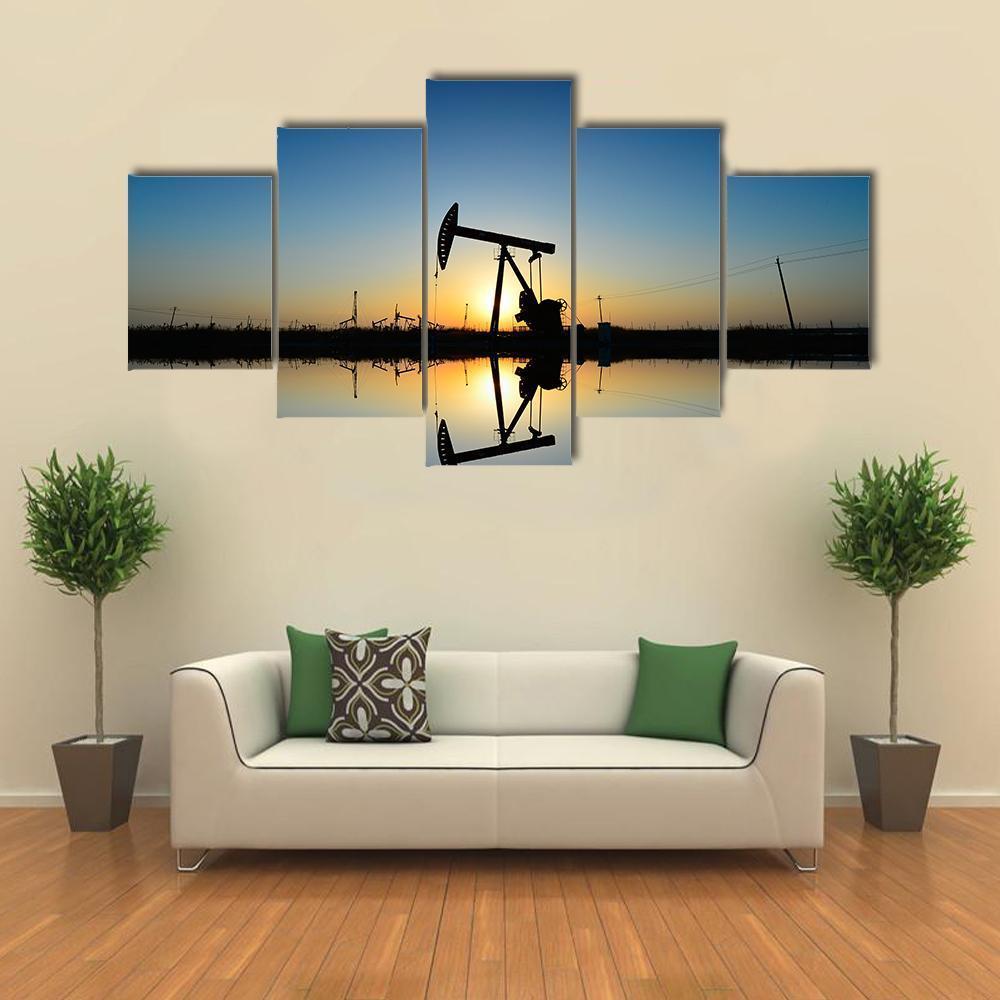 The Oil Pump Canvas Wall Art-5 Star-Gallery Wrap-62" x 32"-Tiaracle