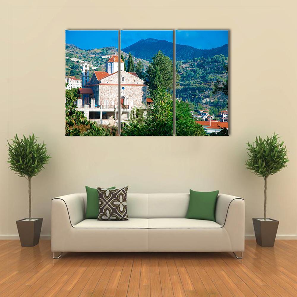 Old Church In Troodos Mountains Canvas Wall Art-3 Horizontal-Gallery Wrap-37" x 24"-Tiaracle
