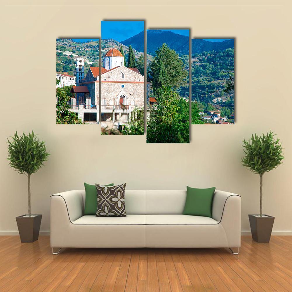 Old Church In Troodos Mountains Canvas Wall Art-4 Pop-Gallery Wrap-50" x 32"-Tiaracle