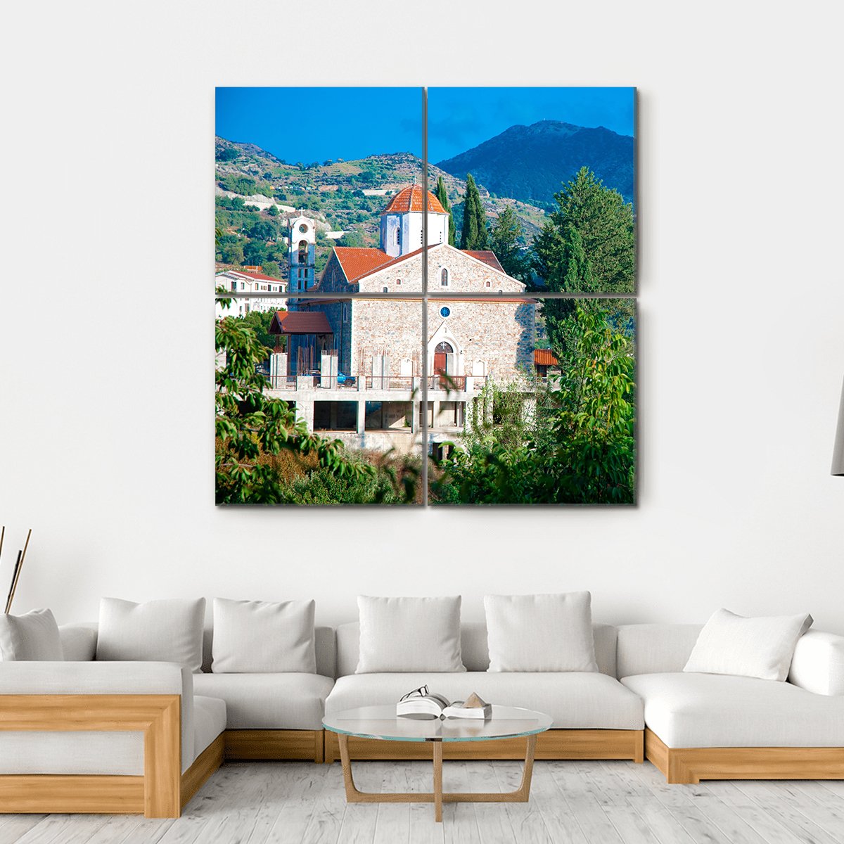 Old Church In Troodos Mountains Canvas Wall Art-4 Square-Gallery Wrap-17" x 17"-Tiaracle