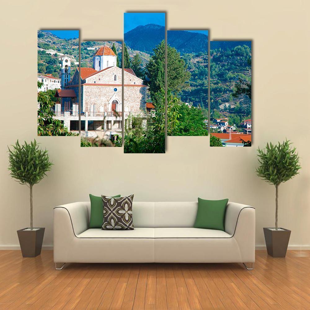 Old Church In Troodos Mountains Canvas Wall Art-5 Pop-Gallery Wrap-47" x 32"-Tiaracle