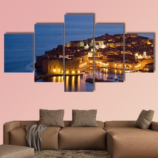 The Old Town Of Dubrovnik Canvas Wall Art-5 Star-Gallery Wrap-62" x 32"-Tiaracle