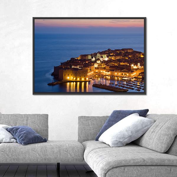 The Old Town Of Dubrovnik Canvas Wall Art-1 Piece-Floating Frame-24" x 16"-Tiaracle