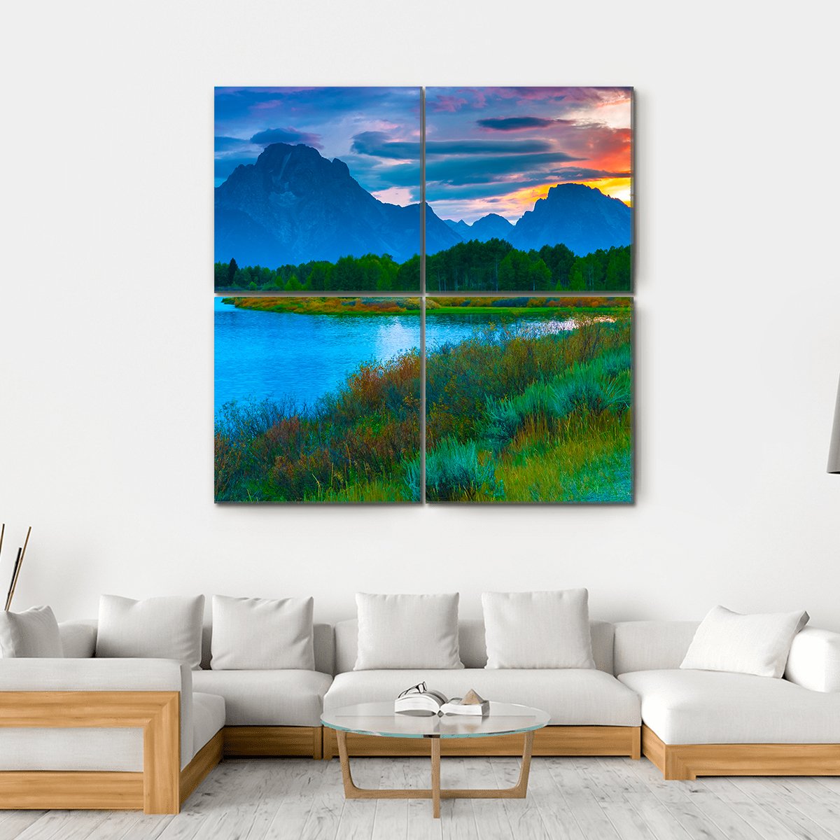 Oxbow Bend Turnout Canvas Wall Art-4 Square-Gallery Wrap-17" x 17"-Tiaracle