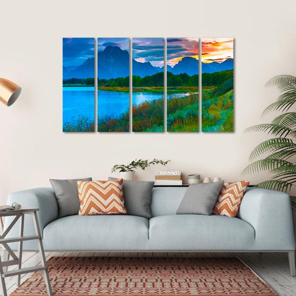 Oxbow Bend Turnout Canvas Wall Art-5 Horizontal-Gallery Wrap-22" x 12"-Tiaracle