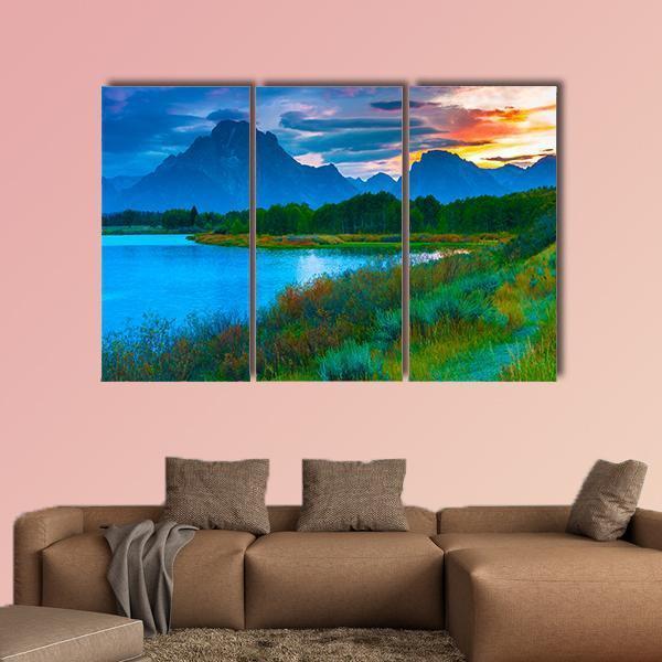 Oxbow Bend Turnout Canvas Wall Art-3 Horizontal-Gallery Wrap-37" x 24"-Tiaracle