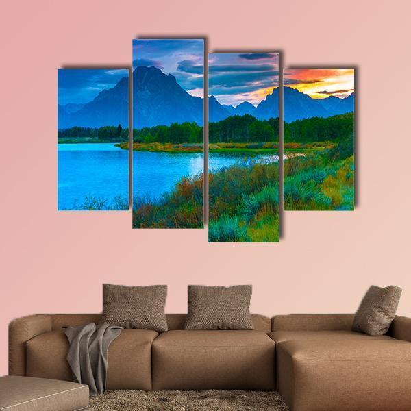 Oxbow Bend Turnout Canvas Wall Art-4 Pop-Gallery Wrap-50" x 32"-Tiaracle