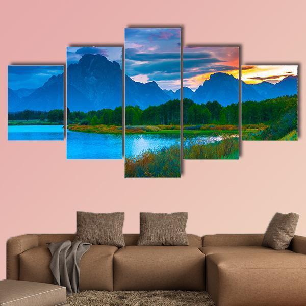 Oxbow Bend Turnout Canvas Wall Art-5 Star-Gallery Wrap-62" x 32"-Tiaracle