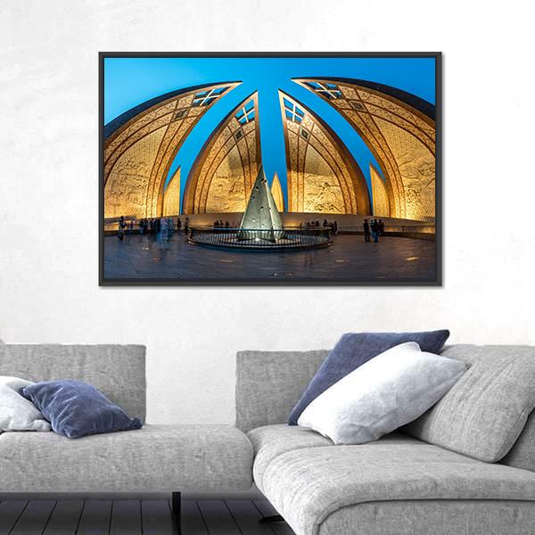 The Pakistan Monument Canvas Wall Art-1 Piece-Floating Frame-36" x 24"-Tiaracle