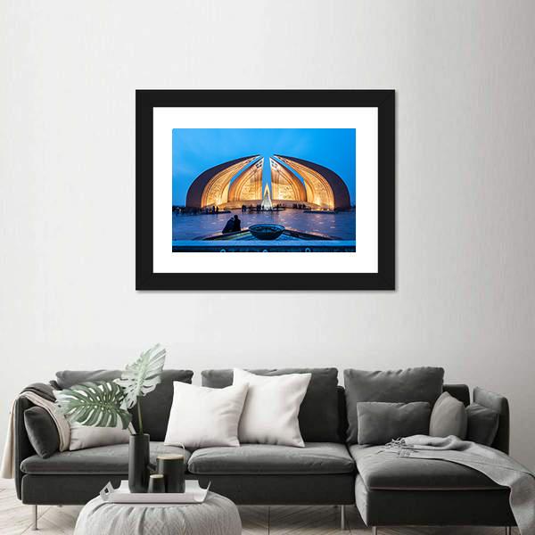 The Pakistan Monument In Islamabad Canvas Wall Art-1 Piece-Framed Print-20" x 16"-Tiaracle