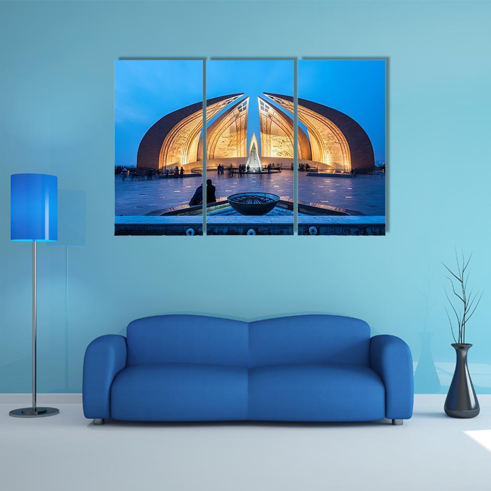 The Pakistan Monument In Islamabad Canvas Wall Art-3 Horizontal-Gallery Wrap-37" x 24"-Tiaracle