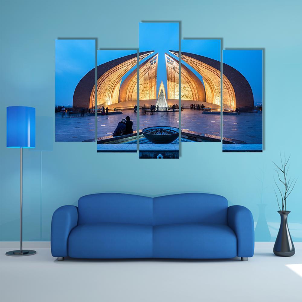 The Pakistan Monument In Islamabad Canvas Wall Art-5 Pop-Gallery Wrap-47" x 32"-Tiaracle