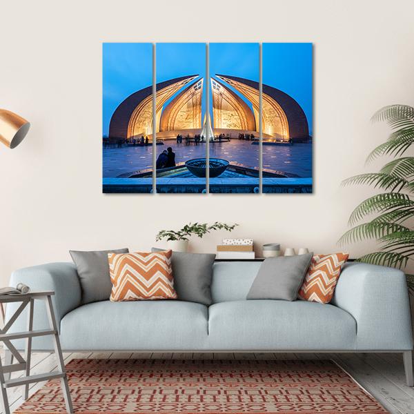 The Pakistan Monument In Islamabad Canvas Wall Art-4 Horizontal-Gallery Wrap-34" x 24"-Tiaracle