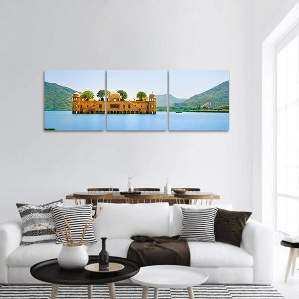 Jal Mahal Panoramic Canvas Wall Art-3 Piece-25" x 08"-Tiaracle