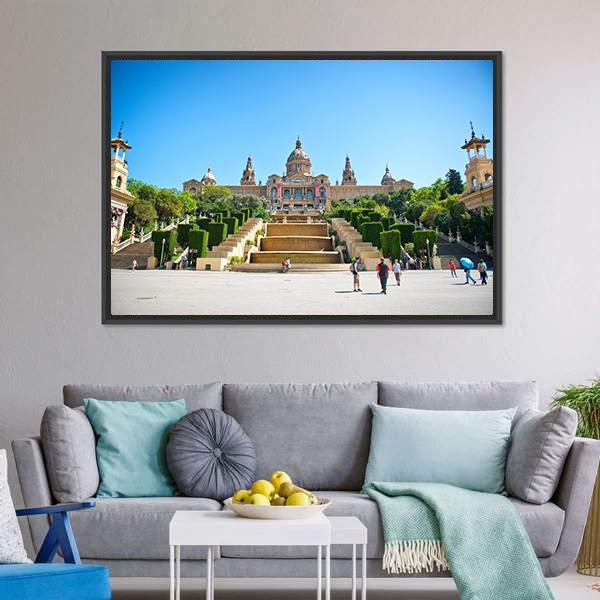 The Palau Nacional Panoramic Canvas Wall Art-1 Piece-36" x 12"-Tiaracle
