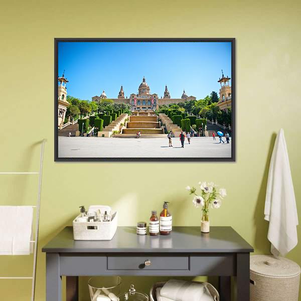 The Palau Nacional Panoramic Canvas Wall Art-1 Piece-36" x 12"-Tiaracle