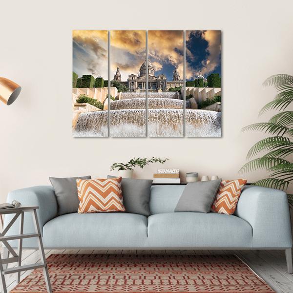 The Palau Nacional Situated Canvas Wall Art-4 Horizontal-Gallery Wrap-34" x 24"-Tiaracle