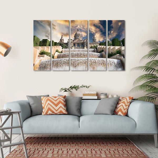 The Palau Nacional Situated Canvas Wall Art-5 Horizontal-Gallery Wrap-22" x 12"-Tiaracle
