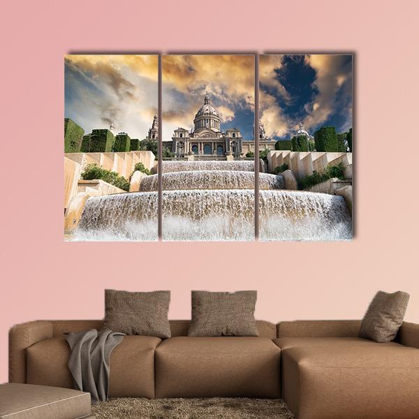 The Palau Nacional Situated Canvas Wall Art-3 Horizontal-Gallery Wrap-37" x 24"-Tiaracle
