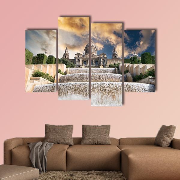 The Palau Nacional Situated Canvas Wall Art-4 Pop-Gallery Wrap-50" x 32"-Tiaracle