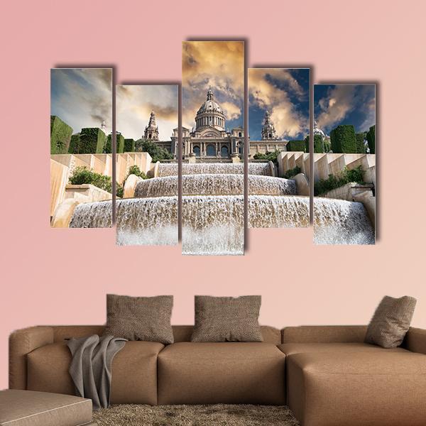 The Palau Nacional Situated Canvas Wall Art-5 Pop-Gallery Wrap-47" x 32"-Tiaracle