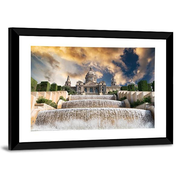 The Palau Nacional Situated Panoramic Canvas Wall Art-1 Piece-36" x 12"-Tiaracle