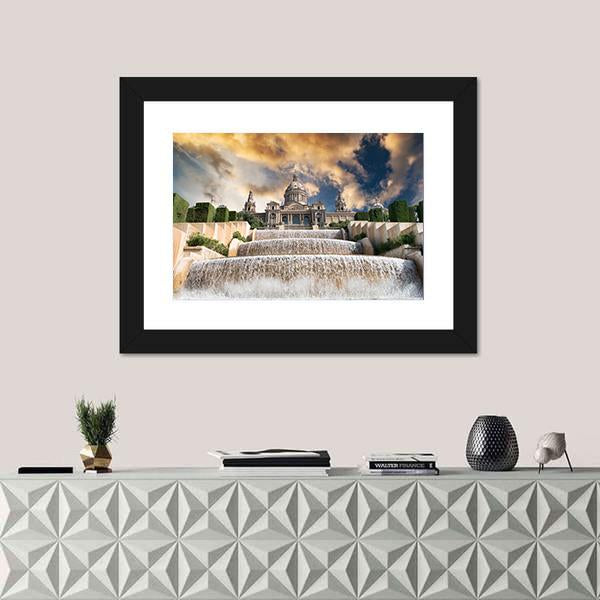 The Palau Nacional Situated Panoramic Canvas Wall Art-1 Piece-36" x 12"-Tiaracle