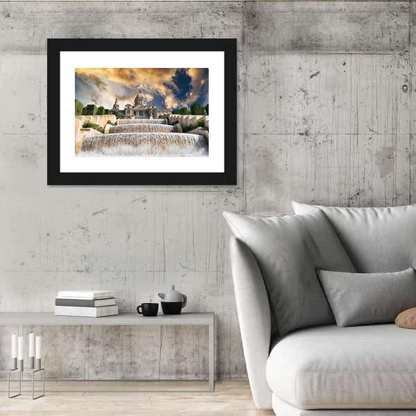 The Palau Nacional Situated Panoramic Canvas Wall Art-1 Piece-36" x 12"-Tiaracle