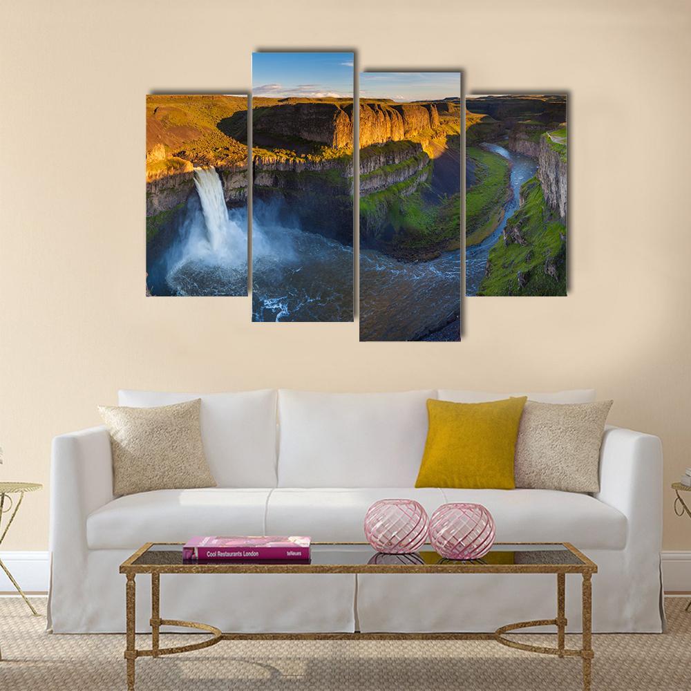 The Palouse Falls Washington Canvas Wall Art-4 Pop-Gallery Wrap-50" x 32"-Tiaracle