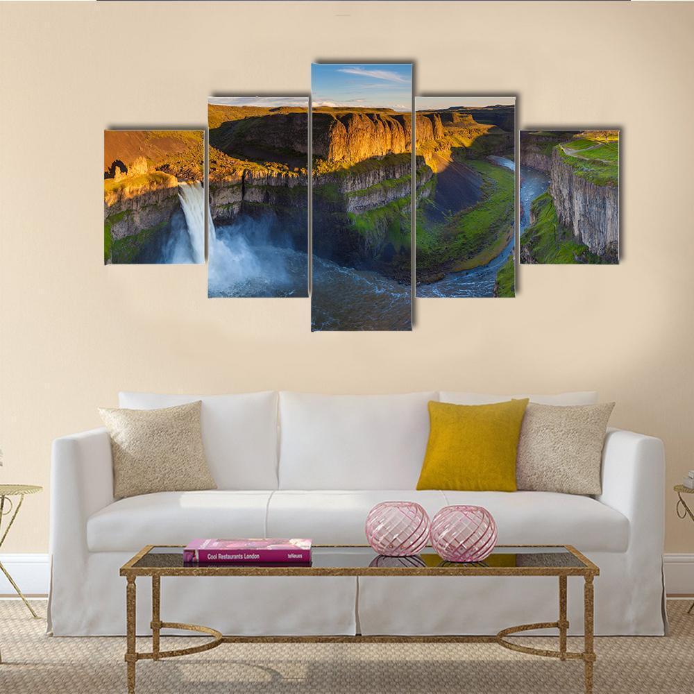The Palouse Falls Washington Canvas Wall Art-5 Pop-Gallery Wrap-47" x 32"-Tiaracle