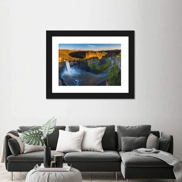 The Palouse Falls Washington Canvas Wall Art-1 Piece-Framed Print-42" x 14"-Tiaracle
