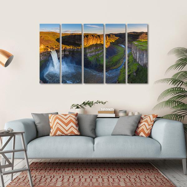 The Palouse Falls Washington Canvas Wall Art-5 Horizontal-Gallery Wrap-22" x 12"-Tiaracle