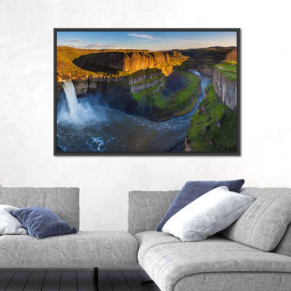 The Palouse Falls Washington Panoramic Canvas Wall Art-1 Piece-36" x 12"-Tiaracle