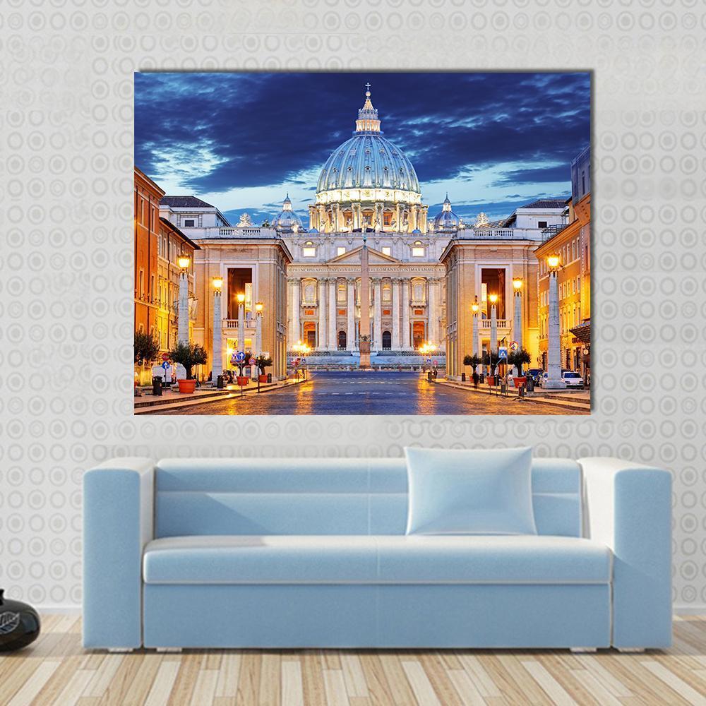 St. Peter's Basilica Canvas Wall Art-1 Piece-Gallery Wrap-48" x 32"-Tiaracle