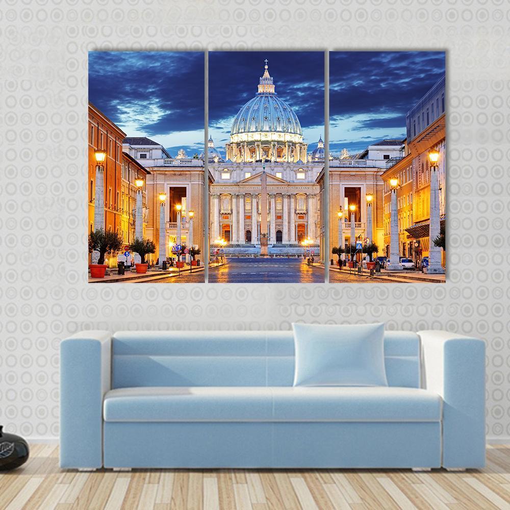 St. Peter's Basilica Canvas Wall Art-3 Horizontal-Gallery Wrap-37" x 24"-Tiaracle