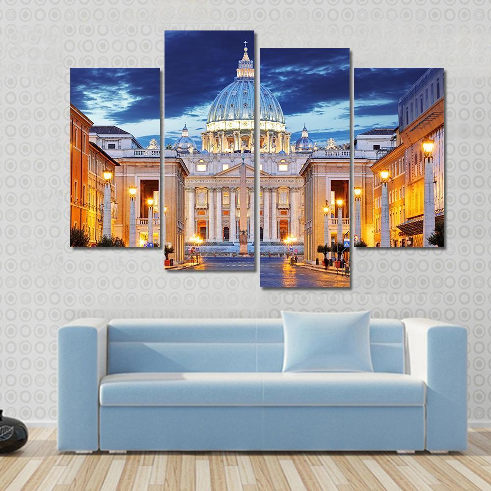 St. Peter's Basilica Canvas Wall Art-4 Pop-Gallery Wrap-50" x 32"-Tiaracle