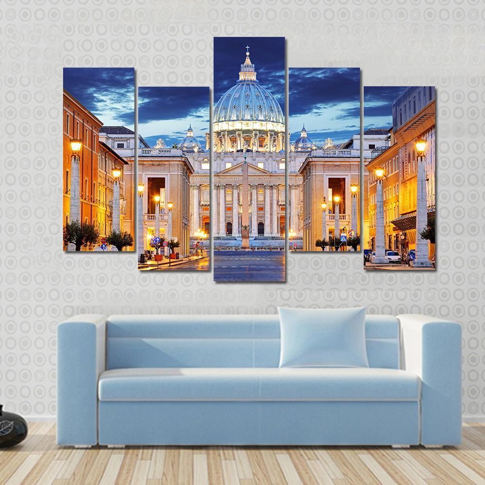 St. Peter's Basilica Canvas Wall Art-5 Pop-Gallery Wrap-47" x 32"-Tiaracle