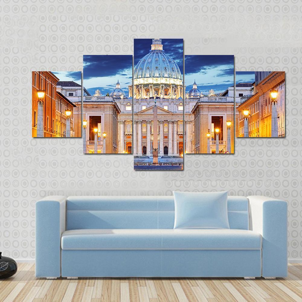 St. Peter's Basilica Canvas Wall Art-5 Star-Gallery Wrap-62" x 32"-Tiaracle