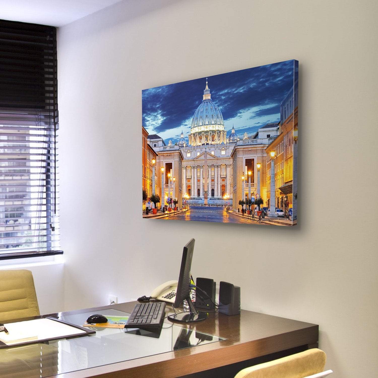 St. Peter's Basilica Canvas Wall Art-1 Piece-Gallery Wrap-48" x 32"-Tiaracle