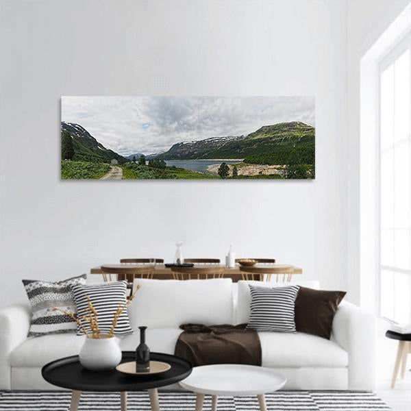 The Path To Middalsblu In Norway Panoramic Canvas Wall Art-3 Piece-25" x 08"-Tiaracle