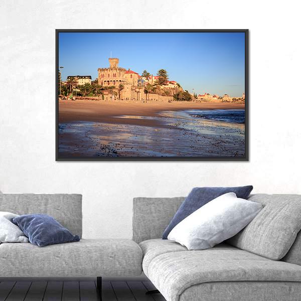 The Praia Do Tamariz Beach Canvas Wall Art-1 Piece-Floating Frame-24" x 16"-Tiaracle