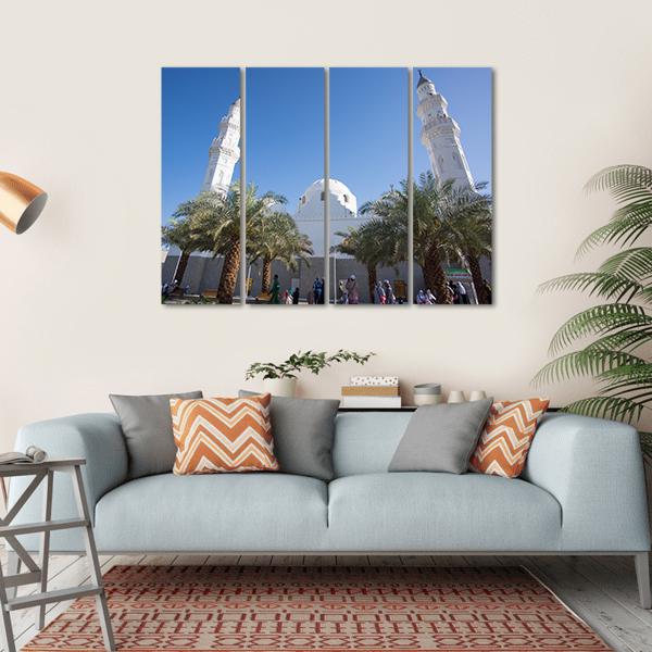 Quba Mosque Medinah Canvas Wall Art-4 Horizontal-Gallery Wrap-34" x 24"-Tiaracle