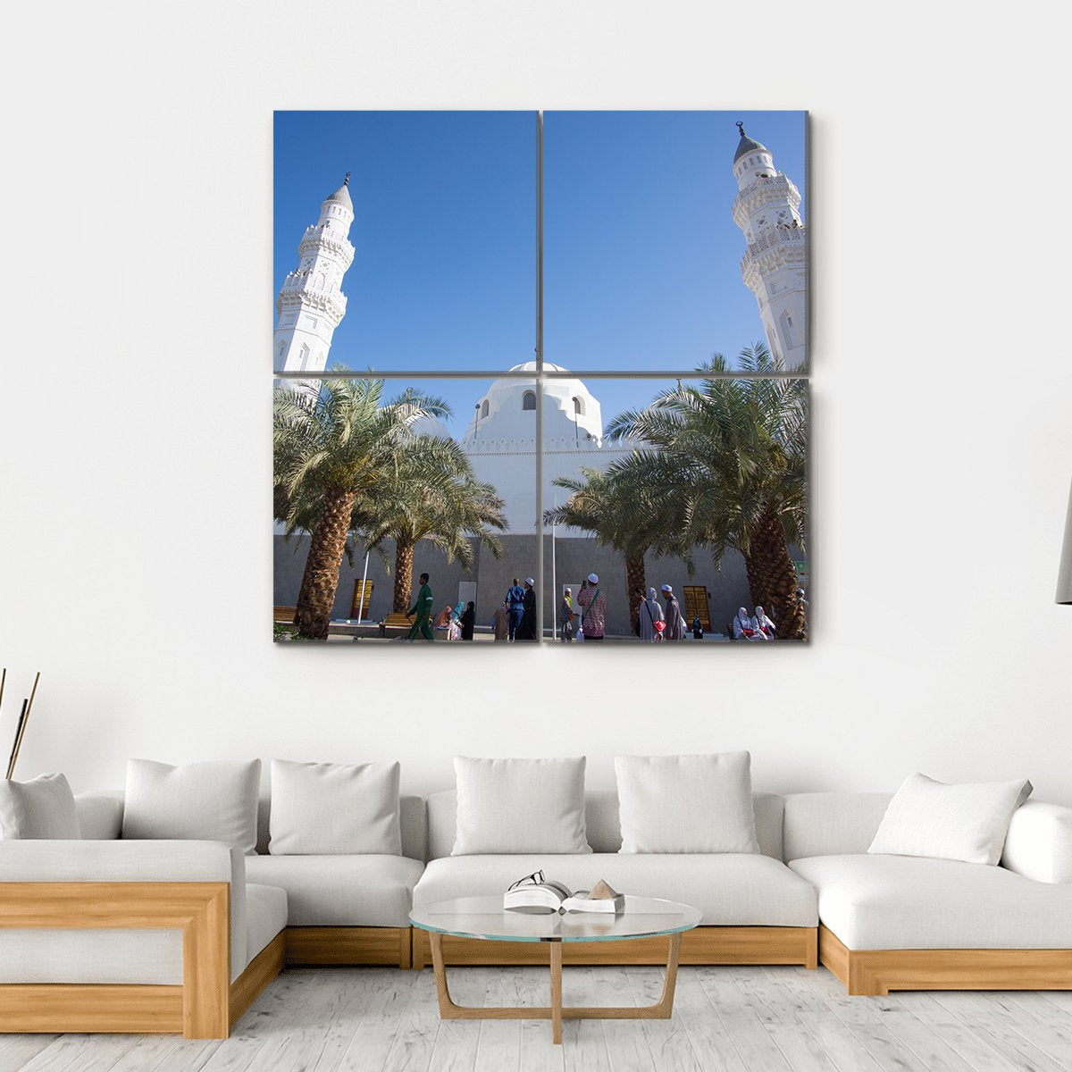 Quba Mosque Medinah Canvas Wall Art-4 Square-Gallery Wrap-17" x 17"-Tiaracle