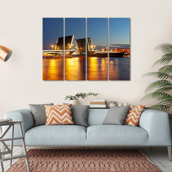 Raised Blagoveshchensky Bridge Canvas Wall Art-4 Horizontal-Gallery Wrap-34" x 24"-Tiaracle