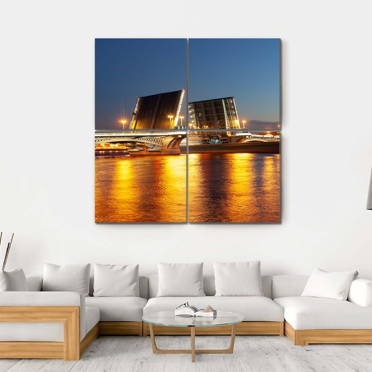 Raised Blagoveshchensky Bridge Canvas Wall Art-4 Square-Gallery Wrap-17" x 17"-Tiaracle