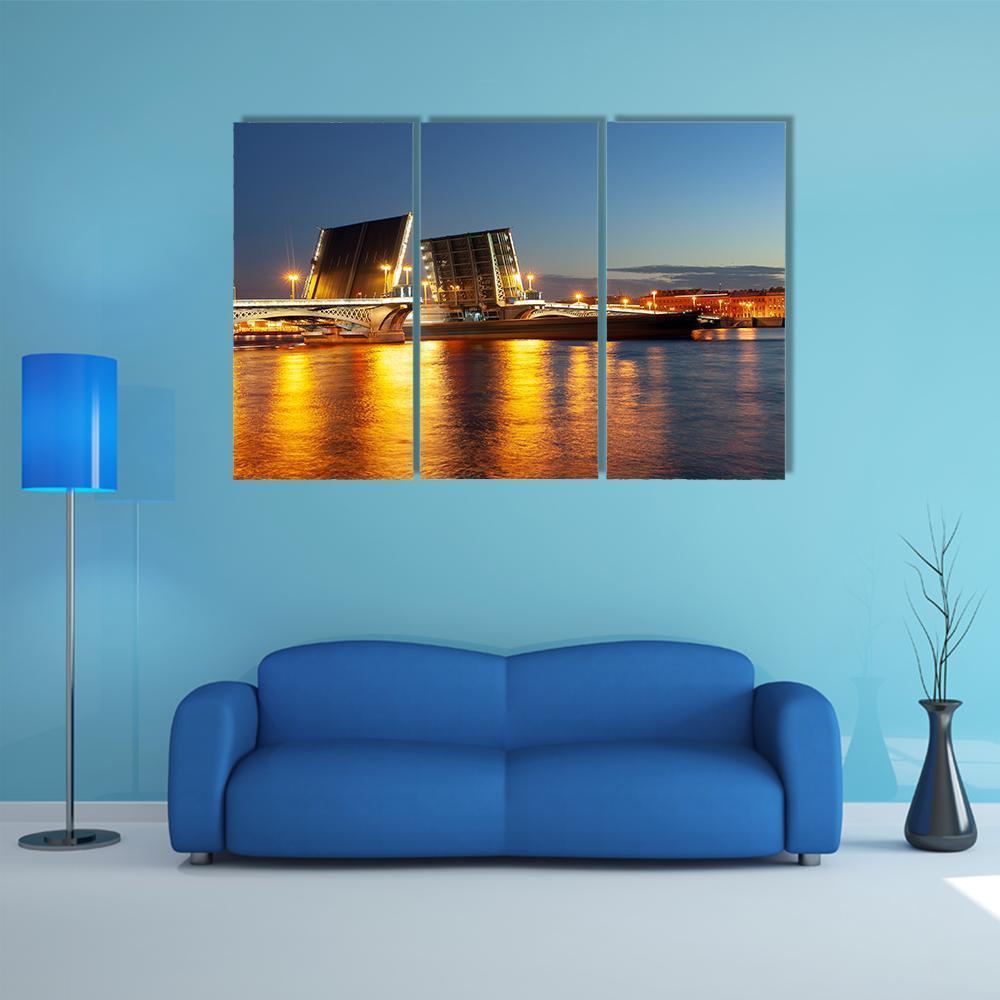 Raised Blagoveshchensky Bridge Canvas Wall Art-3 Horizontal-Gallery Wrap-37" x 24"-Tiaracle