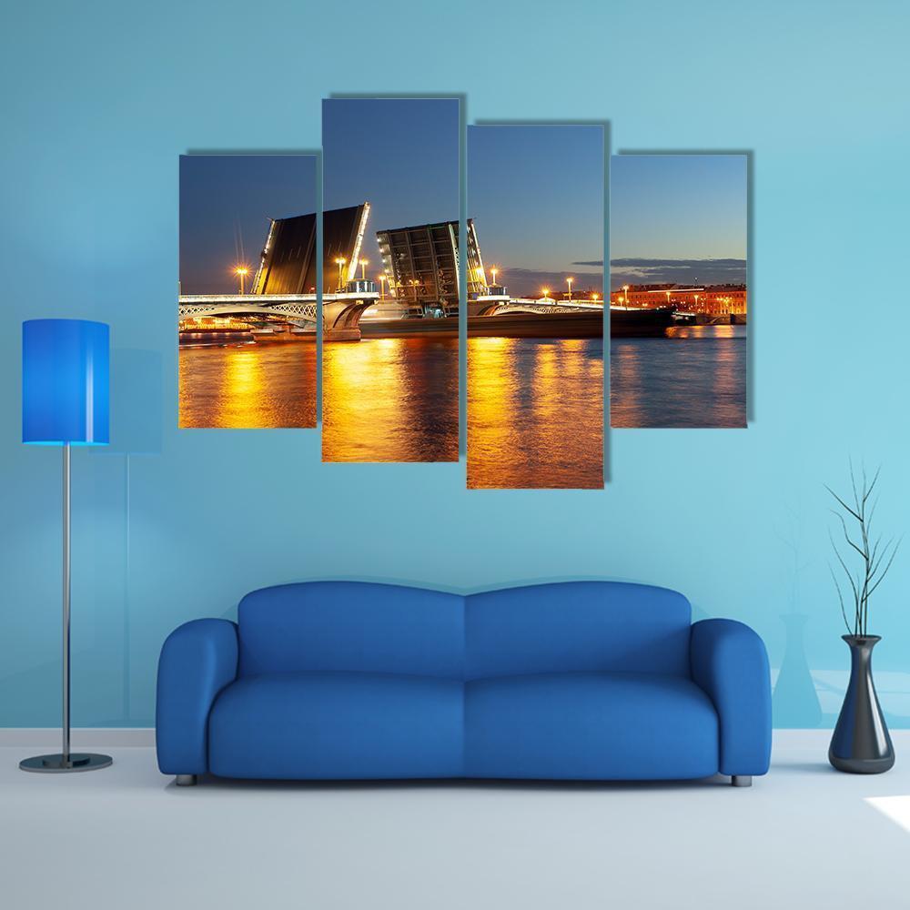 Raised Blagoveshchensky Bridge Canvas Wall Art-4 Pop-Gallery Wrap-50" x 32"-Tiaracle