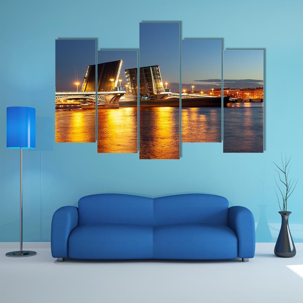 Raised Blagoveshchensky Bridge Canvas Wall Art-5 Pop-Gallery Wrap-47" x 32"-Tiaracle